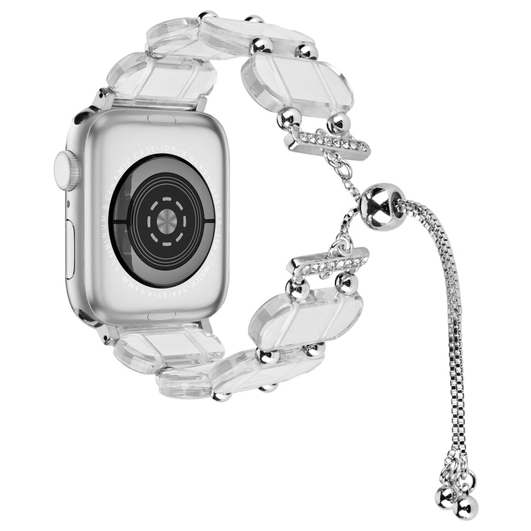 For Apple Watch Series 7 41mm Resin Retractable Chain Watch Band(Transparent)
