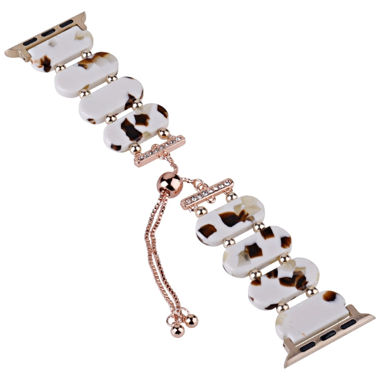 For Apple Watch Series 7 45mm Resin Retractable Chain Watch Band(Nougat)