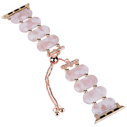 For Apple Watch Series 7 45mm Resin Retractable Chain Watch Band(Pink Flower)