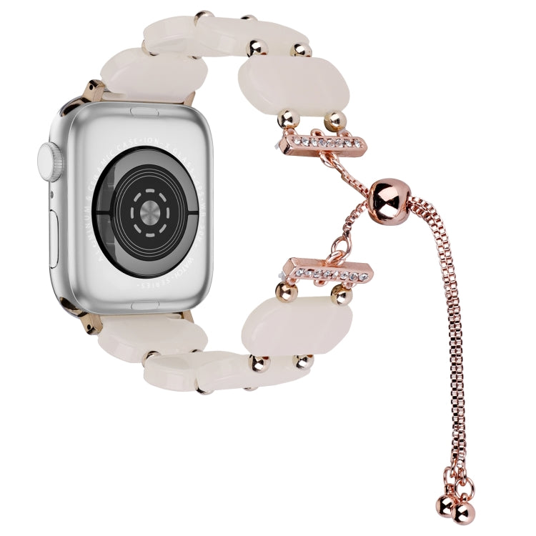 For Apple Watch SE 40mm Resin Retractable Chain Watch Band(Mermaid Pink)