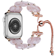 For Apple Watch SE 40mm Resin Retractable Chain Watch Band(Pink Flower)