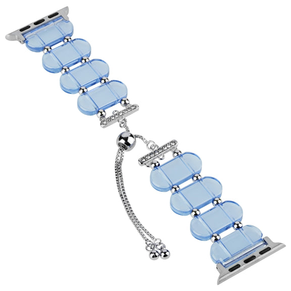 For Apple Watch SE 44mm Resin Retractable Chain Watch Band(Blue)