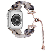 For Apple Watch SE 44mm Resin Retractable Chain Watch Band(Brown White)