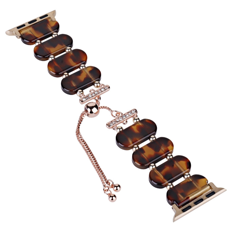 For Apple Watch SE 44mm Resin Retractable Chain Watch Band(Tortoiseshell)