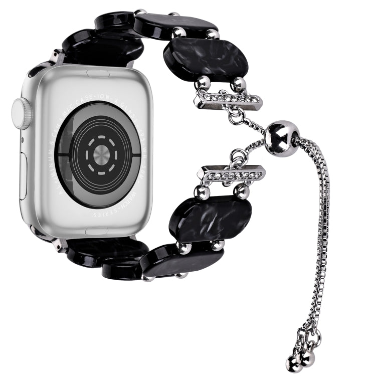 For Apple Watch Series 3 38mm Resin Retractable Chain Watch Band(Black)