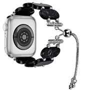 For Apple Watch Series 3 38mm Resin Retractable Chain Watch Band(Black)