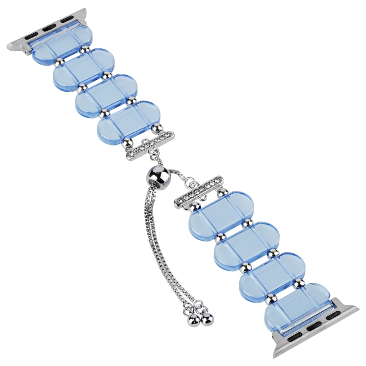 For Apple Watch 42mm Resin Retractable Chain Watch Band(Blue)