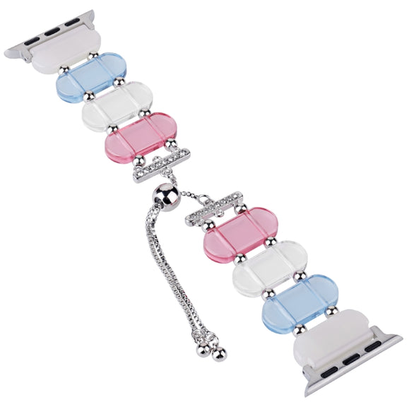 For Apple Watch 42mm Resin Retractable Chain Watch Band(Colors)