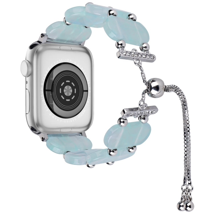 For Apple Watch 42mm Resin Retractable Chain Watch Band(Ice Blue)