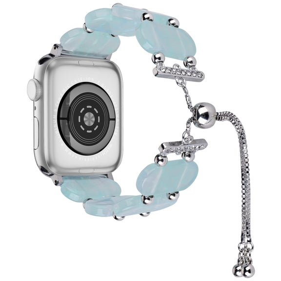 For Apple Watch 42mm Resin Retractable Chain Watch Band(Ice Blue)