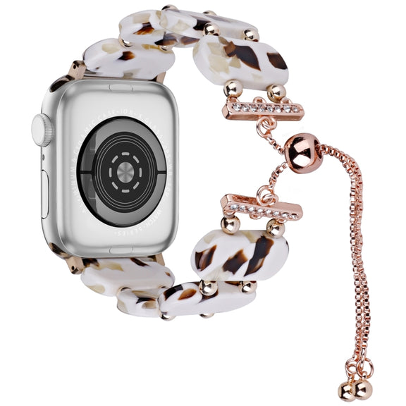 For Apple Watch 42mm Resin Retractable Chain Watch Band(Nougat)