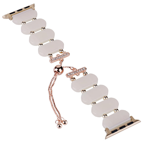For Apple Watch 42mm Resin Retractable Chain Watch Band(Mermaid Pink)