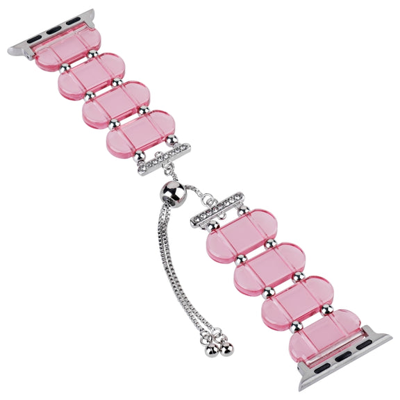 For Apple Watch 38mm Resin Retractable Chain Watch Band(Pink)