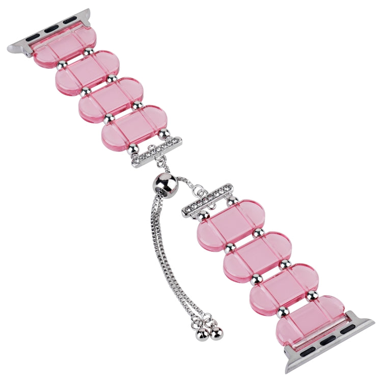 For Apple Watch 38mm Resin Retractable Chain Watch Band(Pink)
