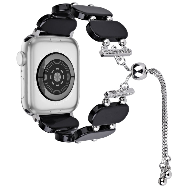 For Apple Watch 38mm Resin Retractable Chain Watch Band(Black)