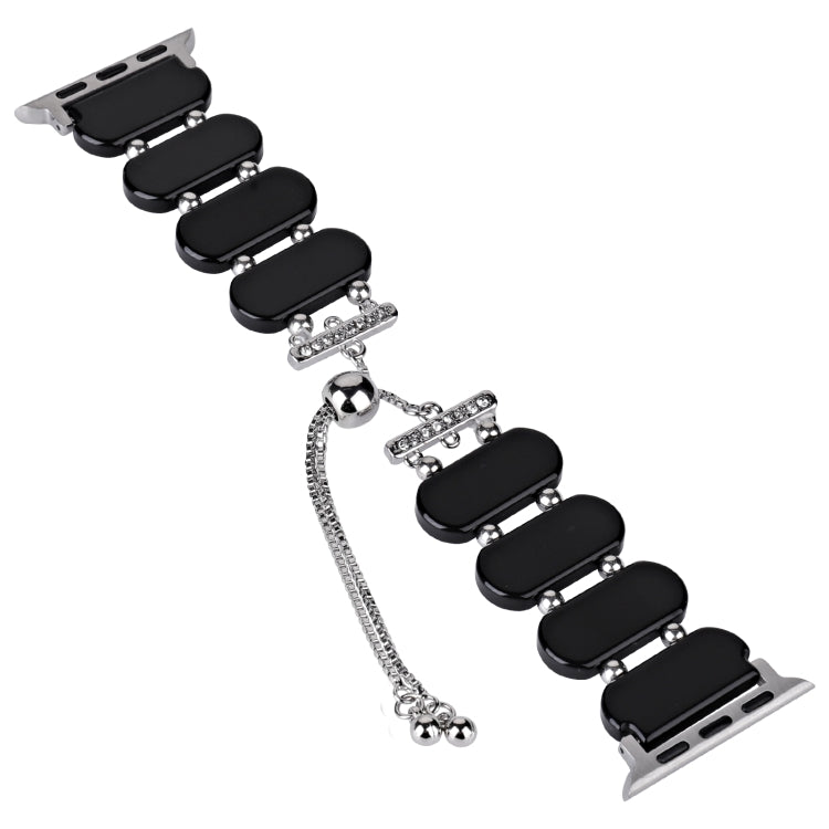 For Apple Watch 38mm Resin Retractable Chain Watch Band(Black)