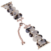 For Apple Watch 38mm Resin Retractable Chain Watch Band(Brown White)