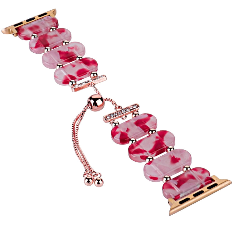 For Apple Watch 38mm Resin Retractable Chain Watch Band(Rose Red)