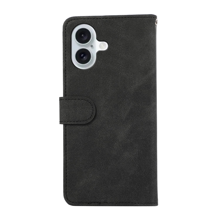 For iPhone 16 Plus ABEEL Color Block Magnetic RFID Leather Phone Case(Black-Green)