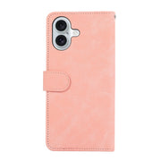 For iPhone 16 ABEEL Color Block Magnetic RFID Leather Phone Case(Pink-Cyan)