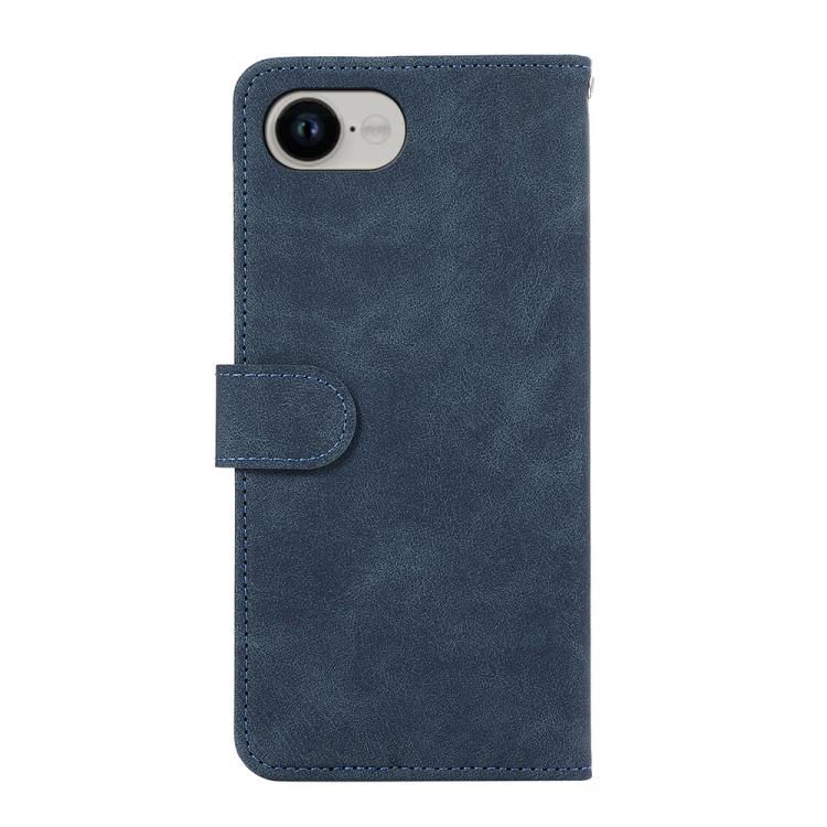 For iPhone 16e ABEEL Color Block Magnetic RFID Leather Phone Case(Blue-Brown)