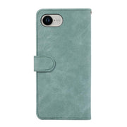 For iPhone 16e ABEEL Color Block Magnetic RFID Leather Phone Case(Cyan-Pink)
