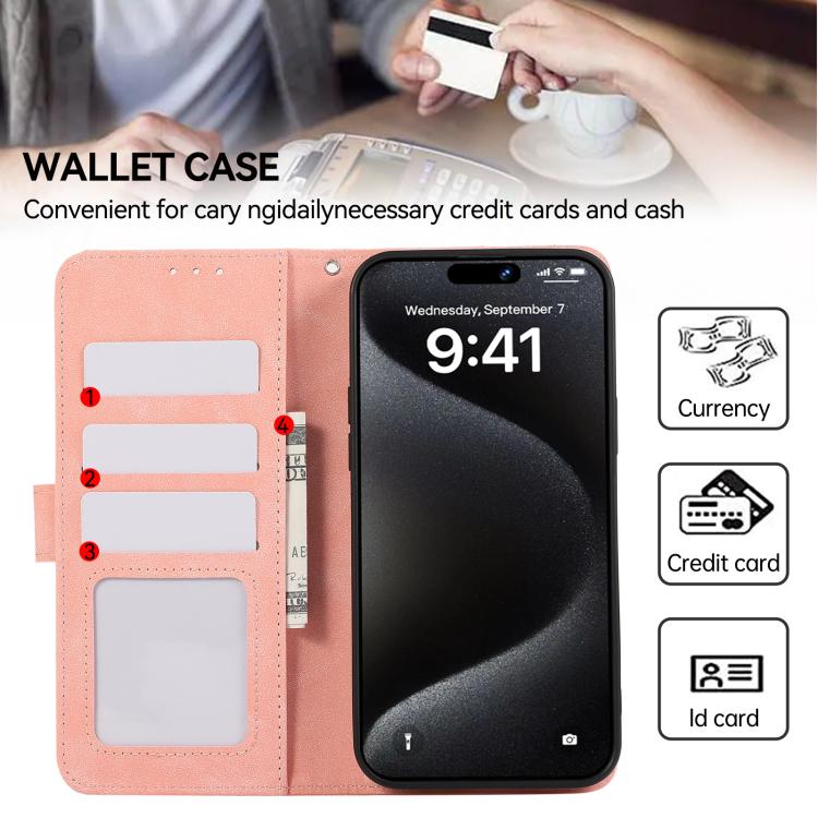 For iPhone 17 ABEEL Color Block Magnetic RFID Leather Phone Case(Pink-Cyan)