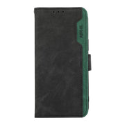For iPhone 17 ABEEL Color Block Magnetic RFID Leather Phone Case(Black-Green)
