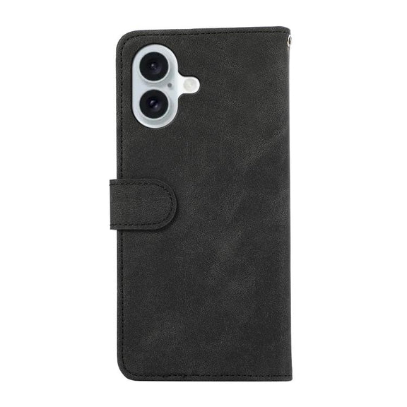 For iPhone 17 ABEEL Color Block Magnetic RFID Leather Phone Case(Black-Green)