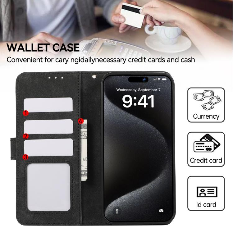 For iPhone 17 ABEEL Color Block Magnetic RFID Leather Phone Case(Black-Green)