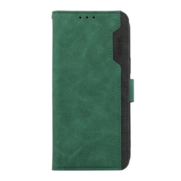 For iPhone 17 ABEEL Color Block Magnetic RFID Leather Phone Case(Green-Black)