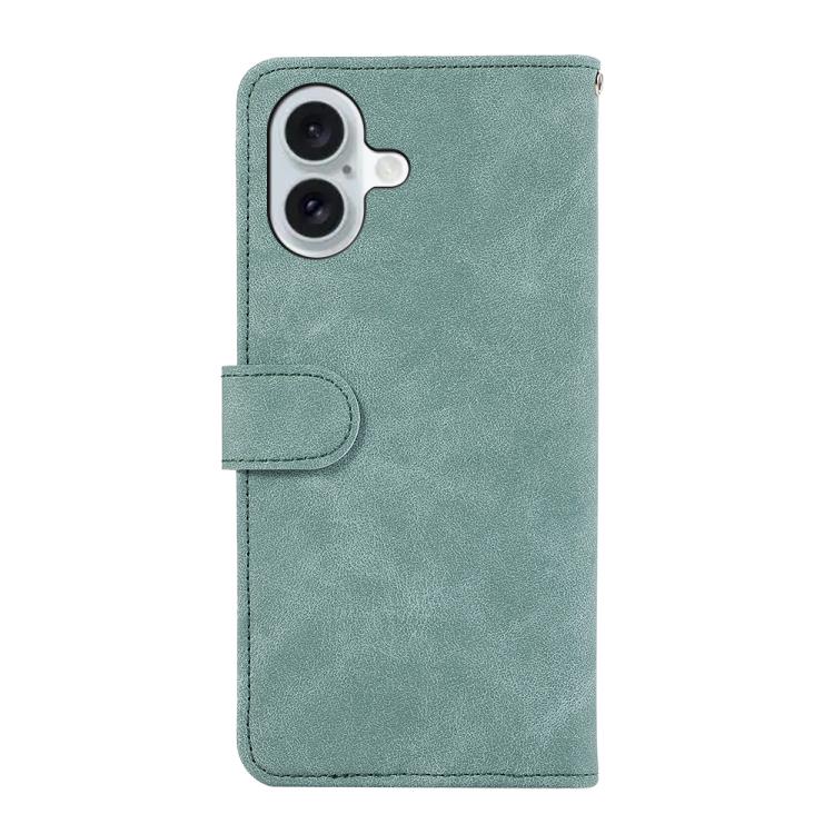 For iPhone 17 ABEEL Color Block Magnetic RFID Leather Phone Case(Cyan-Pink)