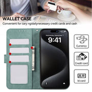 For iPhone 17 ABEEL Color Block Magnetic RFID Leather Phone Case(Cyan-Pink)