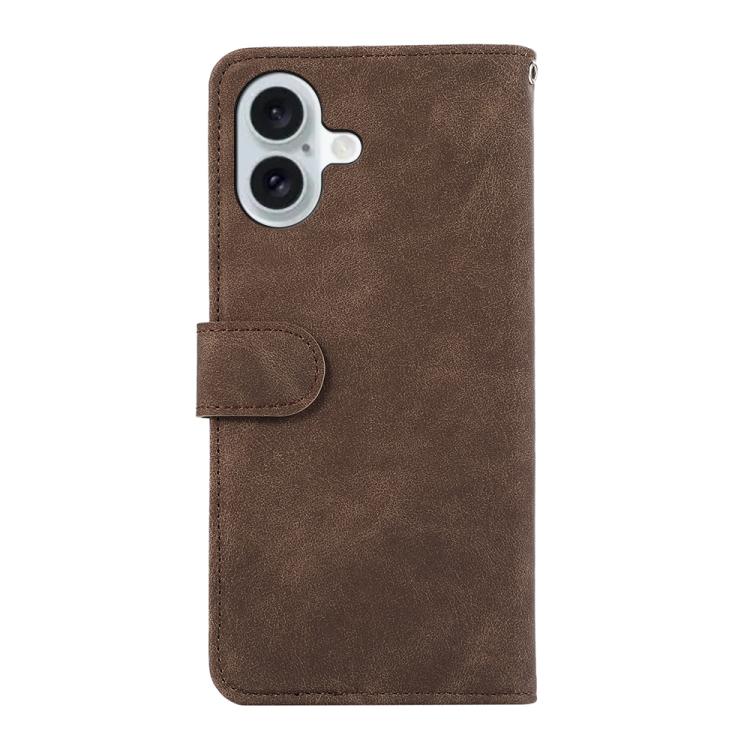 For iPhone 17 ABEEL Color Block Magnetic RFID Leather Phone Case(Brown-Blue)