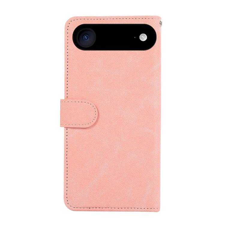 For iPhone 17 Air ABEEL Color Block Magnetic RFID Leather Phone Case(Pink-Cyan)