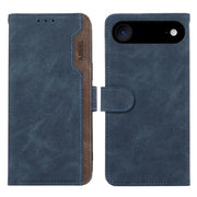 For iPhone 17 Air ABEEL Color Block Magnetic RFID Leather Phone Case(Blue-Brown)