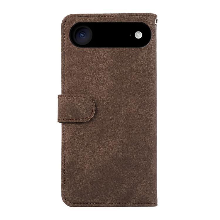 For iPhone 17 Air ABEEL Color Block Magnetic RFID Leather Phone Case(Brown-Blue)