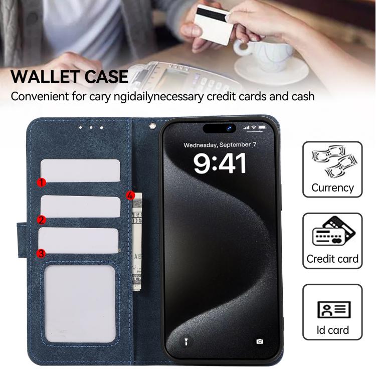 For iPhone 17 Pro ABEEL Color Block Magnetic RFID Leather Phone Case(Blue-Brown)