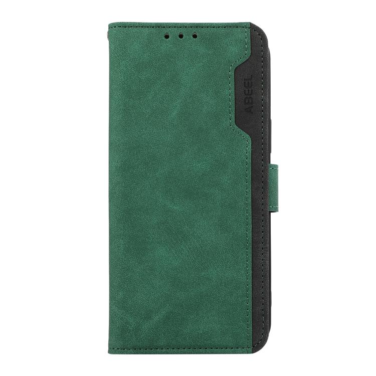 For iPhone 17 Pro ABEEL Color Block Magnetic RFID Leather Phone Case(Green-Black)