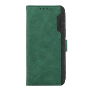 For iPhone 17 Pro ABEEL Color Block Magnetic RFID Leather Phone Case(Green-Black)