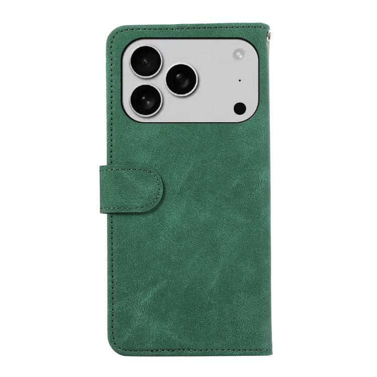 For iPhone 17 Pro ABEEL Color Block Magnetic RFID Leather Phone Case(Green-Black)