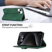 For iPhone 17 Pro ABEEL Color Block Magnetic RFID Leather Phone Case(Green-Black)