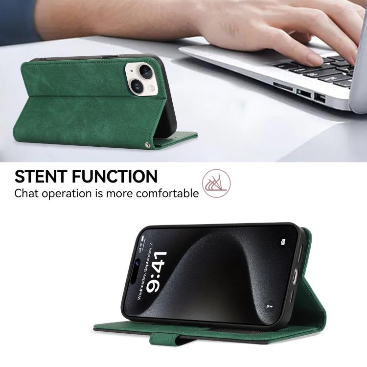 For iPhone 17 Pro ABEEL Color Block Magnetic RFID Leather Phone Case(Green-Black)