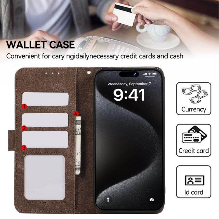 For iPhone 17 Pro ABEEL Color Block Magnetic RFID Leather Phone Case(Brown-Blue)