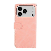 For iPhone 17 Pro Max ABEEL Color Block Magnetic RFID Leather Phone Case(Pink-Cyan)