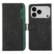 For iPhone 17 Pro Max ABEEL Color Block Magnetic RFID Leather Phone Case(Black-Green)