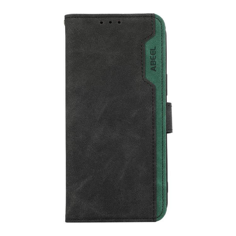 For iPhone 17 Pro Max ABEEL Color Block Magnetic RFID Leather Phone Case(Black-Green)