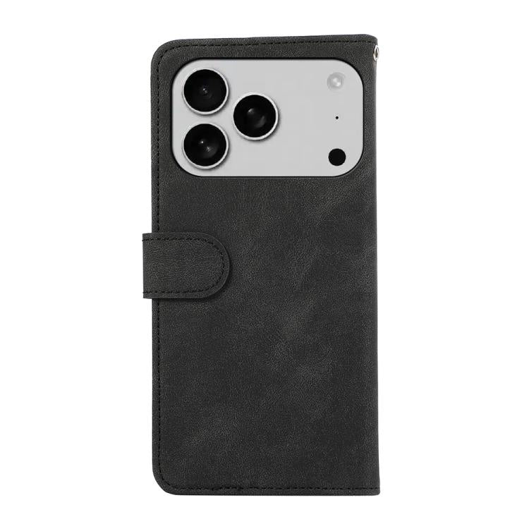 For iPhone 17 Pro Max ABEEL Color Block Magnetic RFID Leather Phone Case(Black-Green)