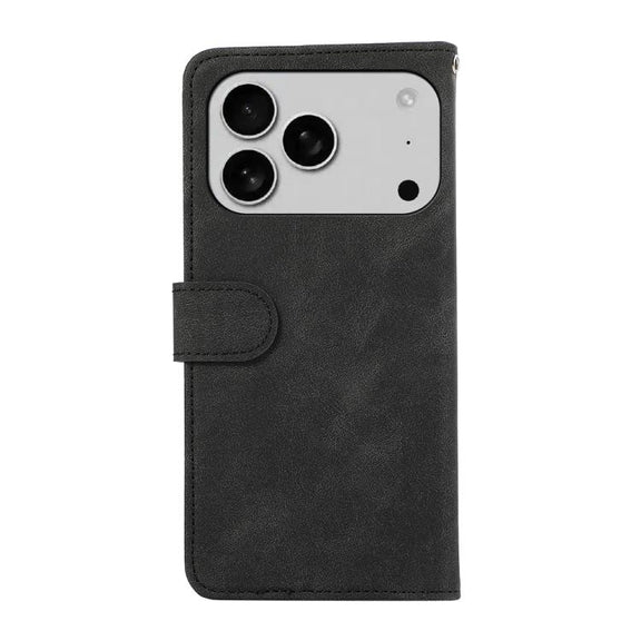 For iPhone 17 Pro Max ABEEL Color Block Magnetic RFID Leather Phone Case(Black-Green)
