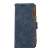 For iPhone 17 Pro Max ABEEL Color Block Magnetic RFID Leather Phone Case(Blue-Brown)